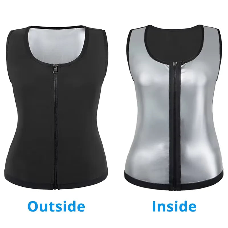 Slimming Sauna Suit for Men Waist Trainer Vest Zipper Shaper Fat Burning Sweat Workout Trimmer Sportswear Heat Trapping Tops