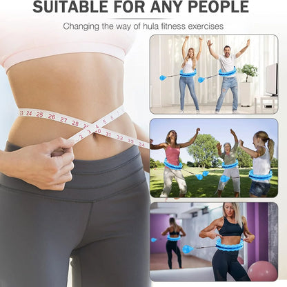AZ  Smart  Weighted  for Adults Weight Loss, Fitness Hoop 2 in 1 Abdomen Massage ° -Spinning -AdjustableSize/Non-Fall (24 Detac