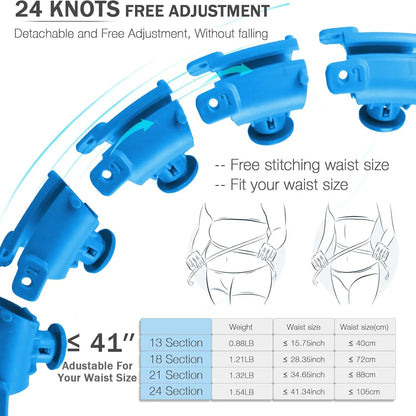 AZ  Smart  Weighted  for Adults Weight Loss, Fitness Hoop 2 in 1 Abdomen Massage ° -Spinning -AdjustableSize/Non-Fall (24 Detac