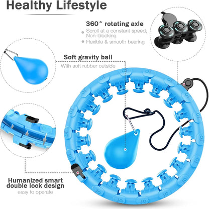 AZ  Smart  Weighted  for Adults Weight Loss, Fitness Hoop 2 in 1 Abdomen Massage ° -Spinning -AdjustableSize/Non-Fall (24 Detac