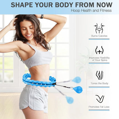 AZ  Smart  Weighted  for Adults Weight Loss, Fitness Hoop 2 in 1 Abdomen Massage ° -Spinning -AdjustableSize/Non-Fall (24 Detac