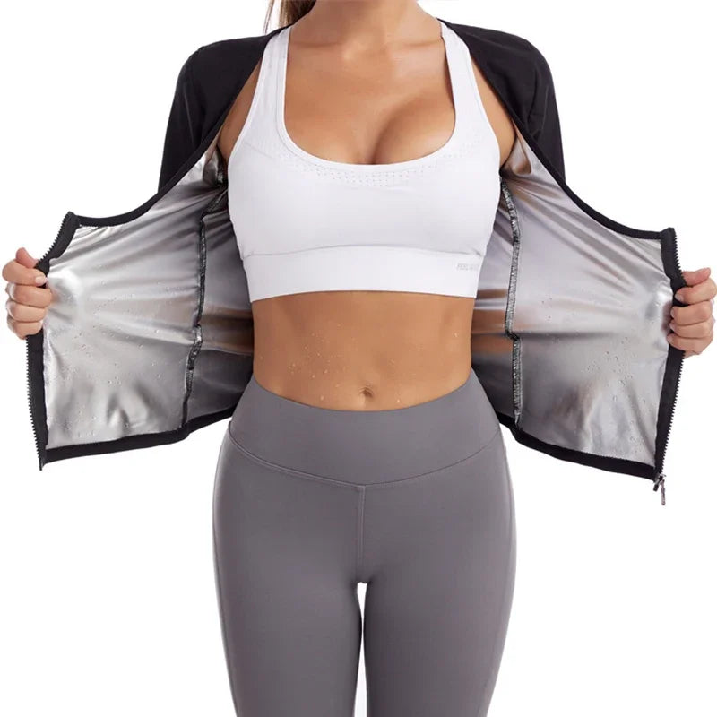 Women Sauna Suit Sweat Shirt Slimming Hot Thermo Shapewear Fitness Corset Top Waist Trainer Body Shaper Sport Fat Burner