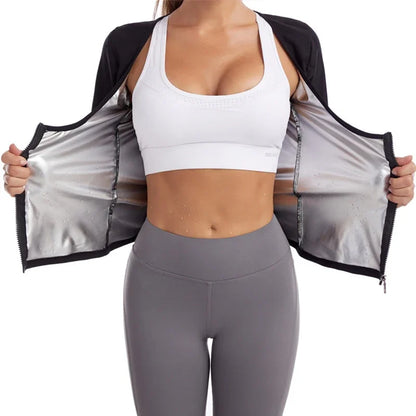 Women Sauna Suit Sweat Shirt Slimming Hot Thermo Shapewear Fitness Corset Top Waist Trainer Body Shaper Sport Fat Burner