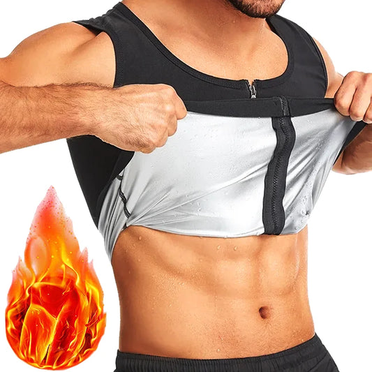 Slimming Sauna Suit for Men Waist Trainer Vest Zipper Shaper Fat Burning Sweat Workout Trimmer Sportswear Heat Trapping Tops