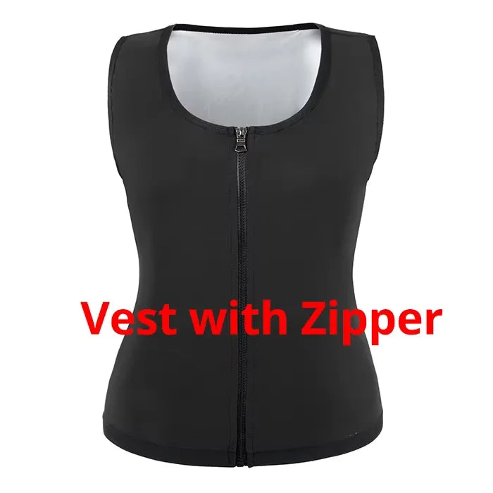 Slimming Sauna Suit for Men Waist Trainer Vest Zipper Shaper Fat Burning Sweat Workout Trimmer Sportswear Heat Trapping Tops