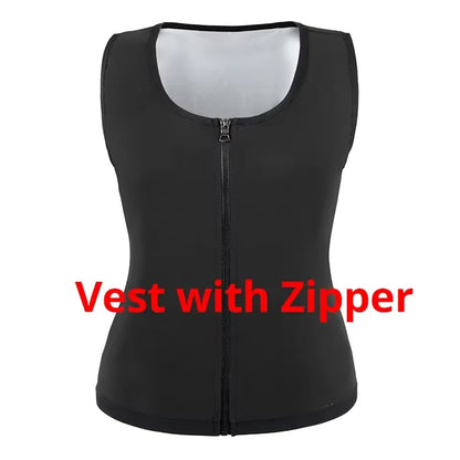 Slimming Sauna Suit for Men Waist Trainer Vest Zipper Shaper Fat Burning Sweat Workout Trimmer Sportswear Heat Trapping Tops